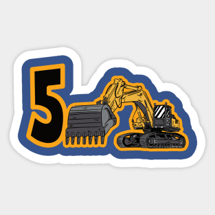 5th Birthday Tshirt Excavator Birthday Sticker